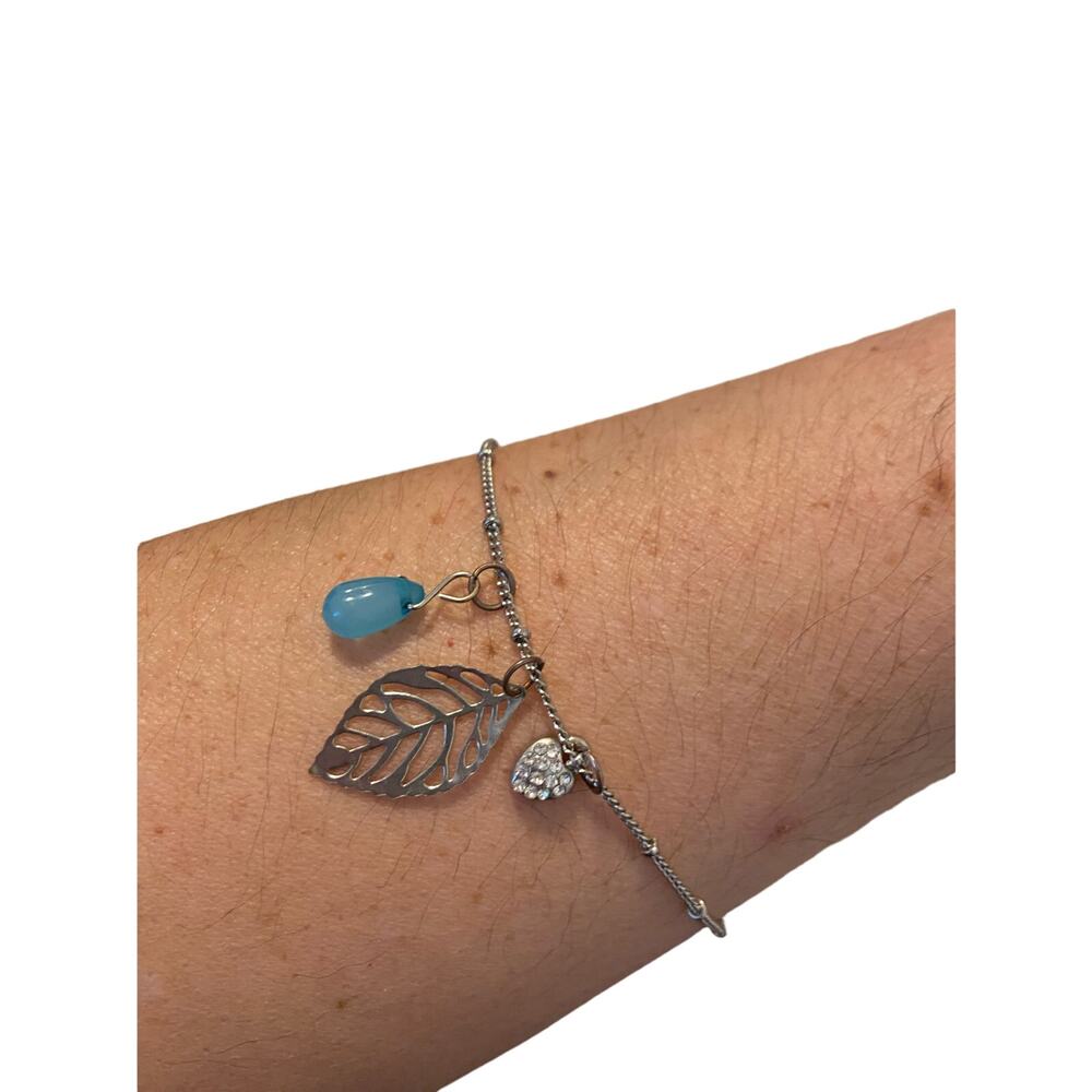 Leaf anklet silver tone